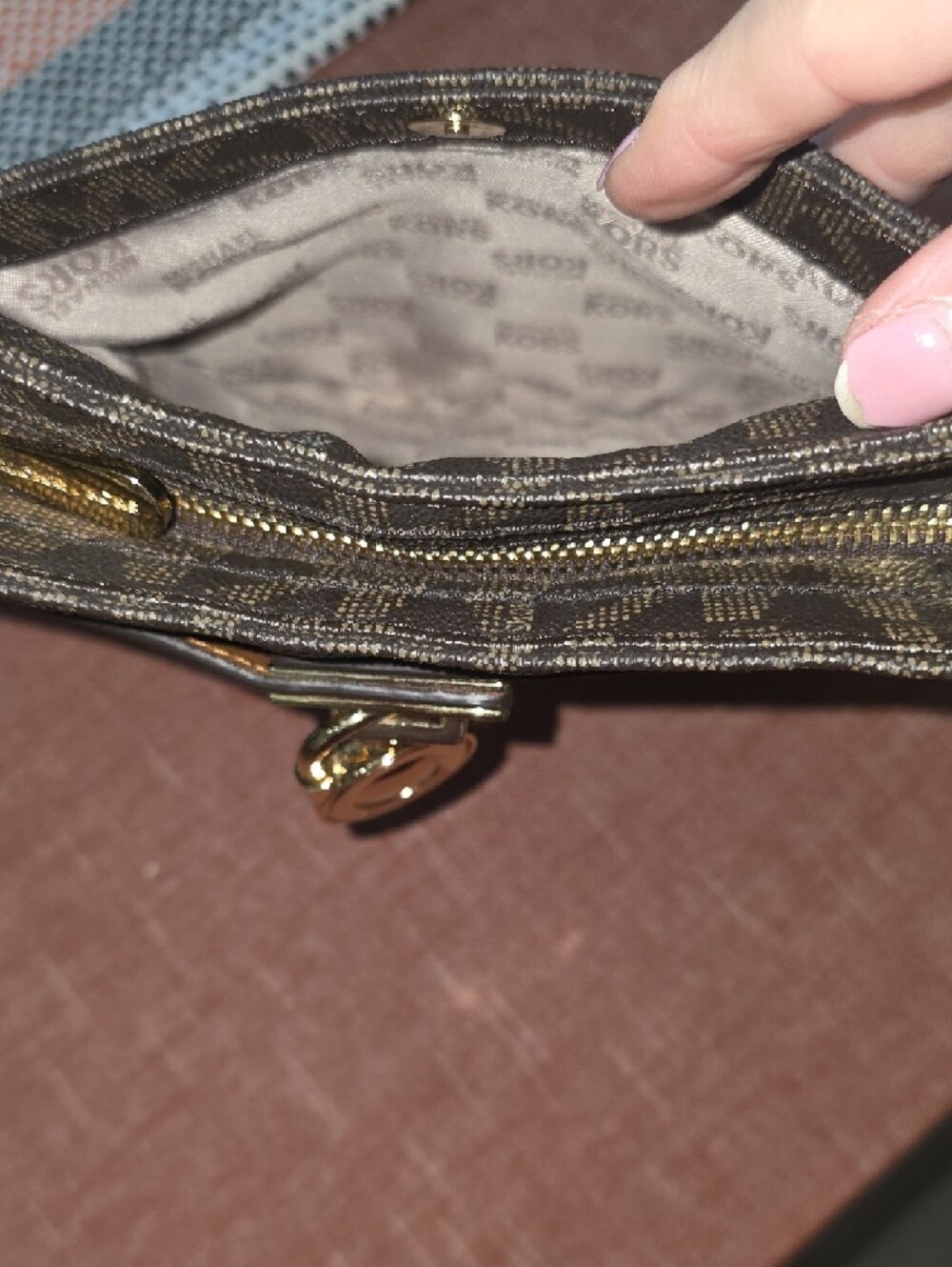 Michael Kors Black/Brown Signature MK Crossbody Bag - Picture 7 of 13